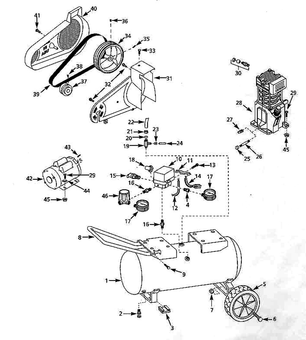 Vs623101 Tank Parts Diagram and Parts List for VS623101  Campbell Hausfeld Compressor